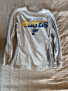 NHL St. Louis Blues Long Sleeve Tee - Gray with Blue & Yellow Logo